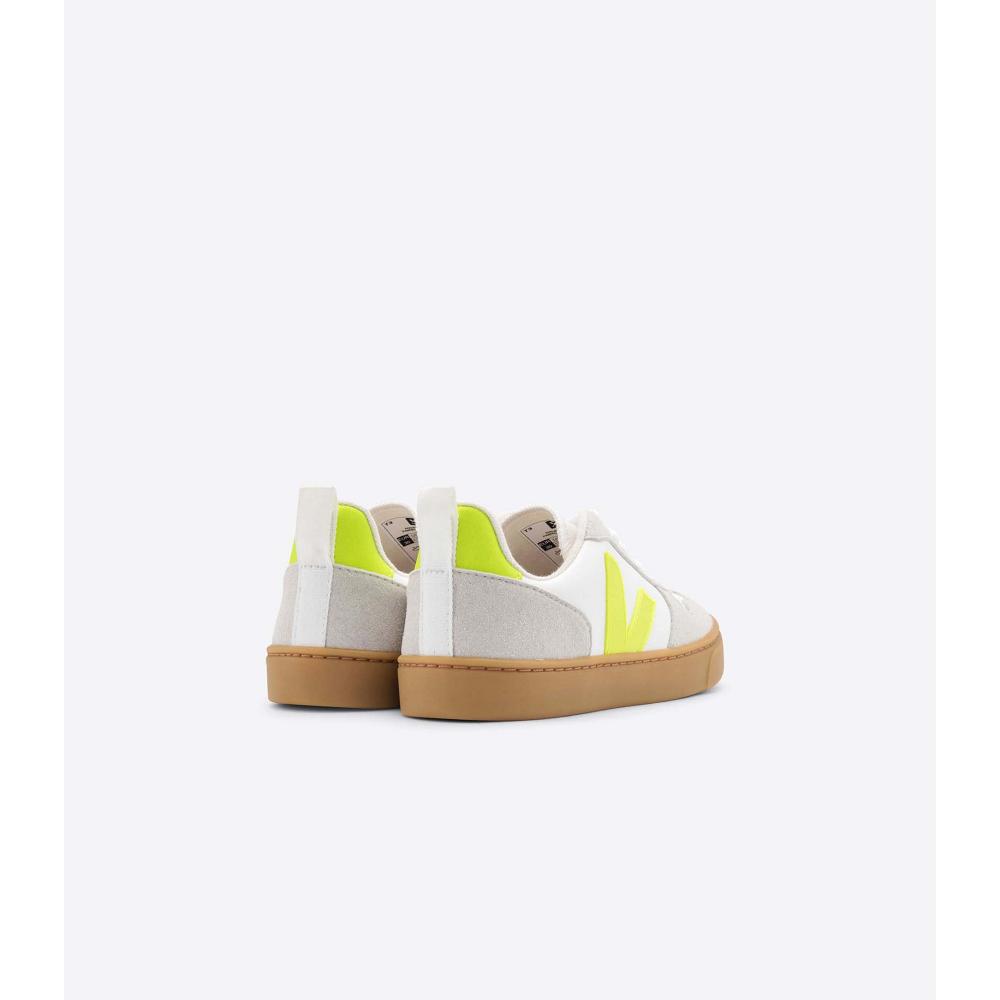 Kids' Veja V-10 CWL Sneakers White/Mint | ZA 852LIS